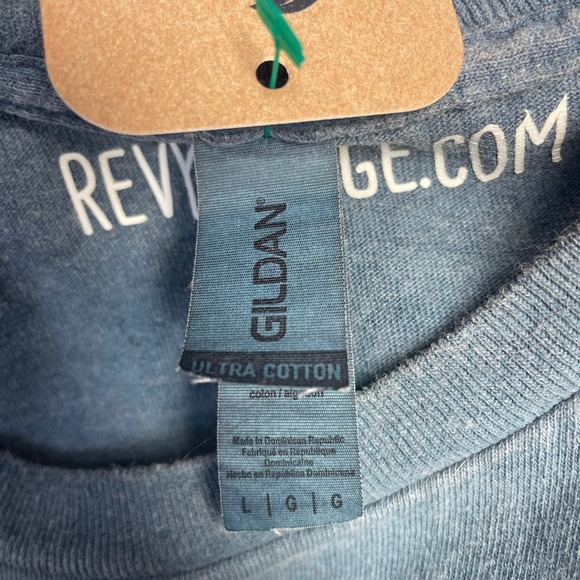 Hand Printed Upcycled Womens Large Vintage Sunroom Ceiling Floral PolyCotton Tee - Picture 4 of 4